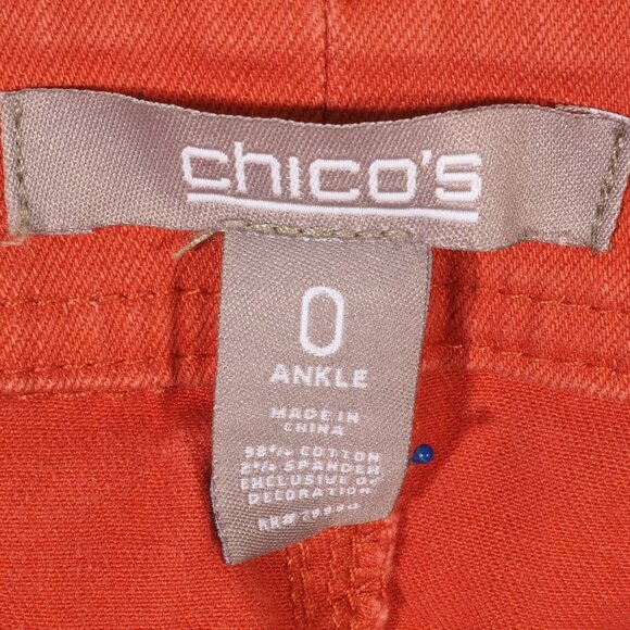 Chicos Jeans Size 0 So Skinny Ankle 5 Pocket Deep Coral Burnt Orange Stretchy - Picture 7 of 8